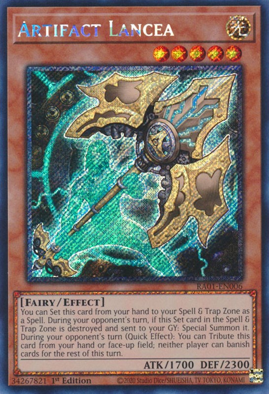 Artifact Lancea [RA01-EN006] Platinum Secret Rare | Exor Games Dartmouth