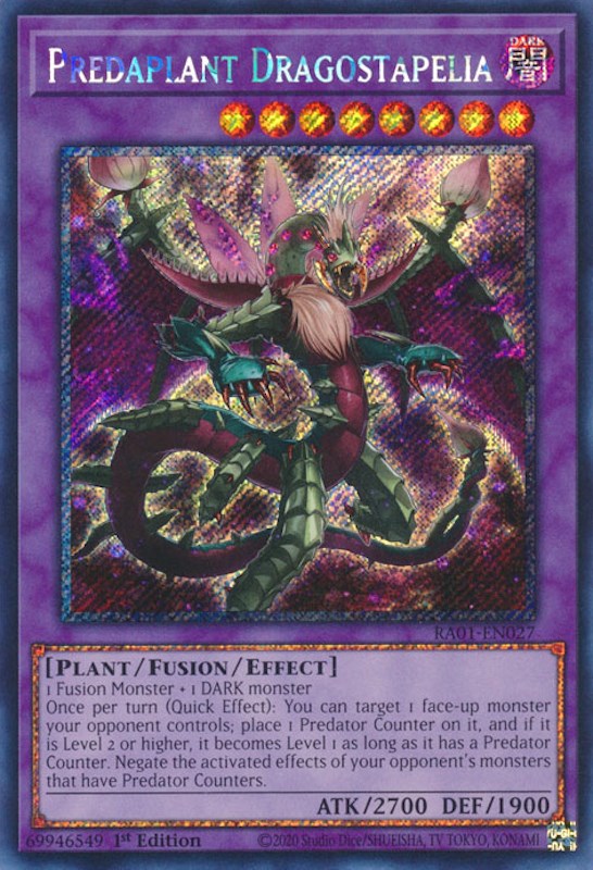 Predaplant Dragostapelia [RA01-EN027] Platinum Secret Rare | Exor Games Dartmouth