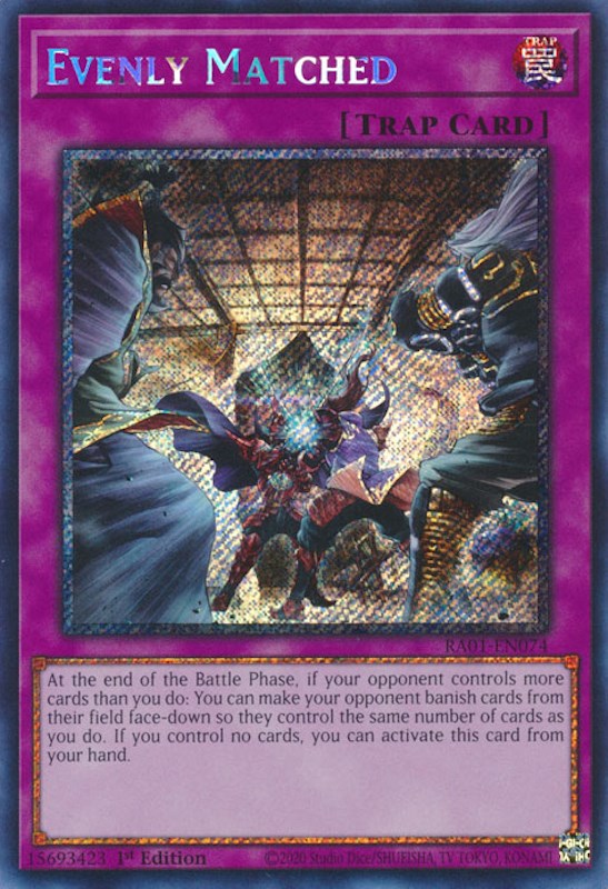 Evenly Matched [RA01-EN074] Platinum Secret Rare | Exor Games Dartmouth