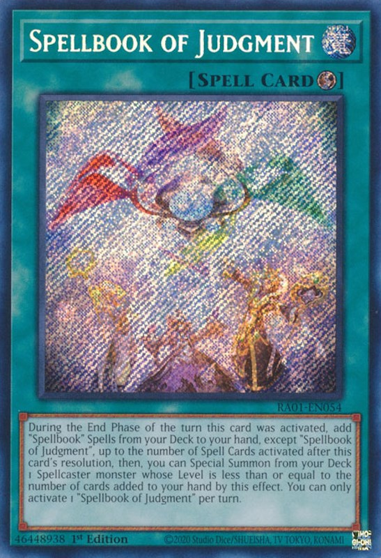 Spellbook of Judgment [RA01-EN054] Secret Rare | Exor Games Dartmouth
