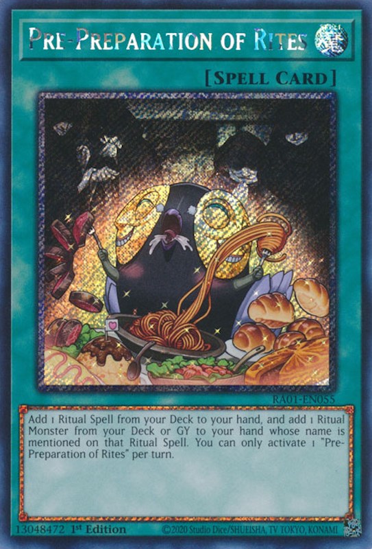 Pre-Preparation of Rites [RA01-EN055] Platinum Secret Rare | Exor Games Dartmouth