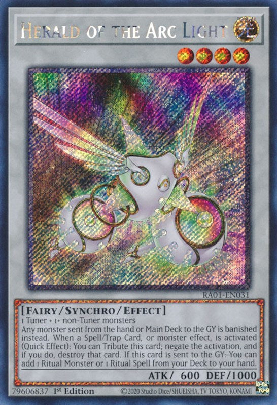 Herald of the Arc Light [RA01-EN031] Platinum Secret Rare | Exor Games Dartmouth