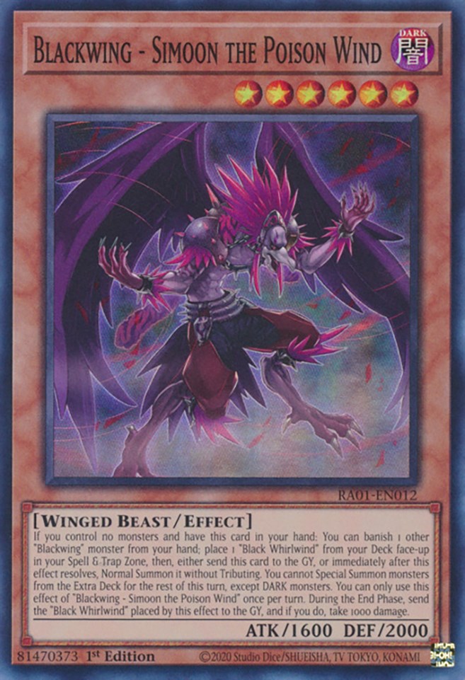 Blackwing - Simoon the Poison Wind [RA01-EN012] Super Rare | Exor Games Dartmouth
