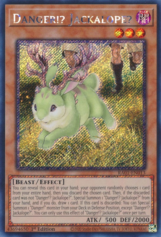 Danger!? Jackalope? [RA01-EN013] Platinum Secret Rare | Exor Games Dartmouth