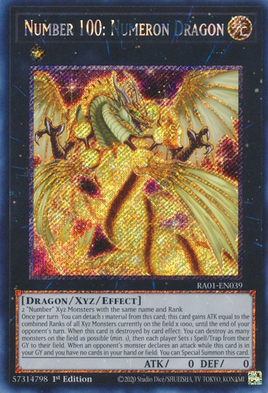 Number 100: Numeron Dragon [RA01-EN039] Platinum Secret Rare | Exor Games Dartmouth