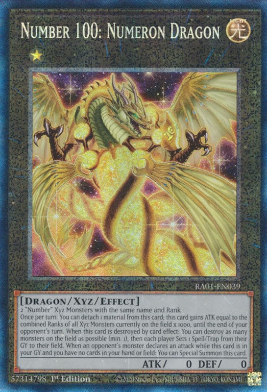 Number 100: Numeron Dragon [RA01-EN039] Prismatic Collector's Rare | Exor Games Dartmouth