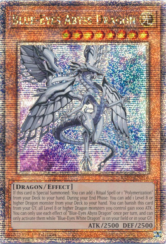 Blue-Eyes Abyss Dragon [RA01-EN016] Quarter Century Secret Rare | Exor Games Dartmouth