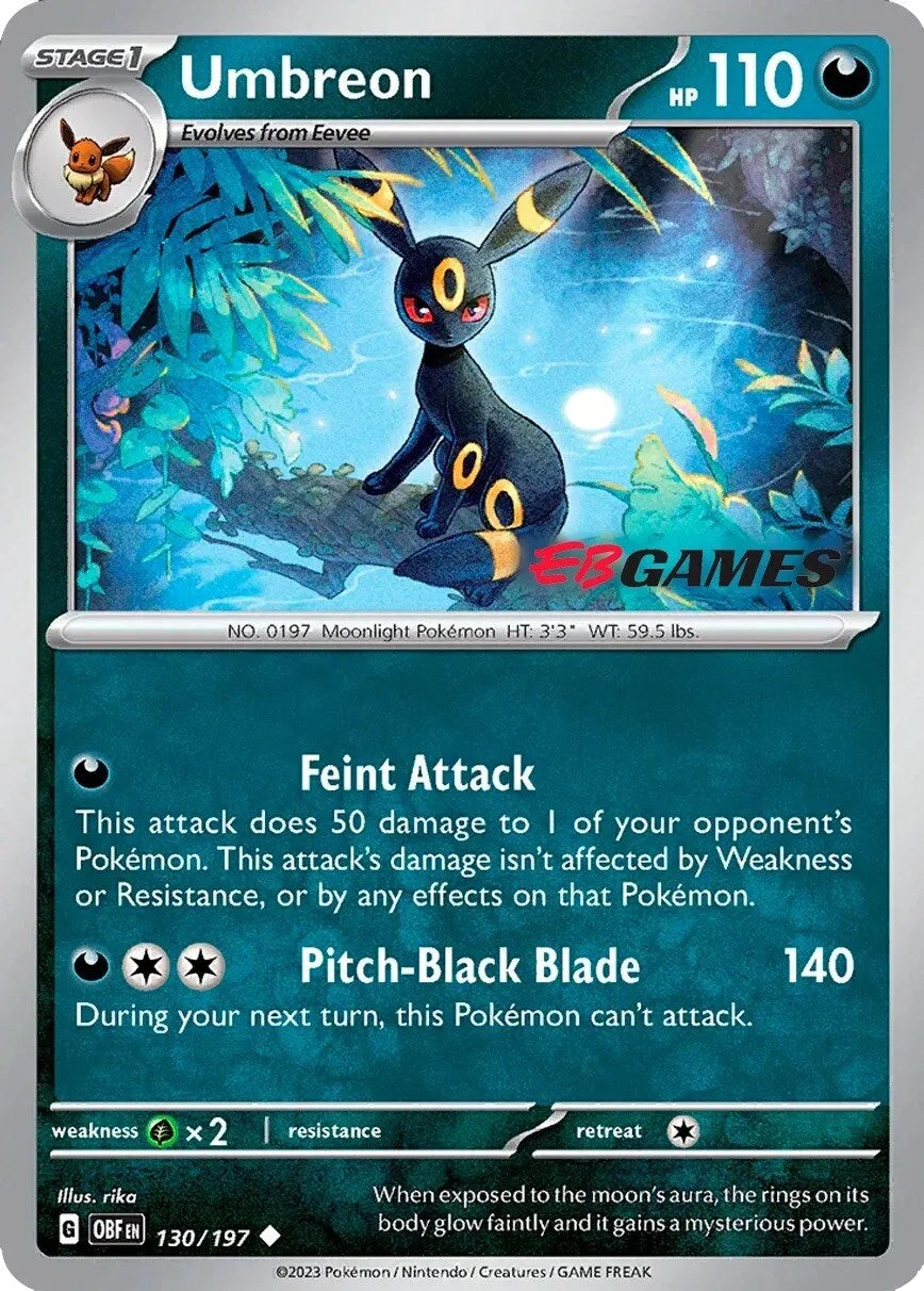 Umbreon (130/197) (EBGames Exclusive) [Scarlet & Violet: Obsidian Flames] | Exor Games Dartmouth