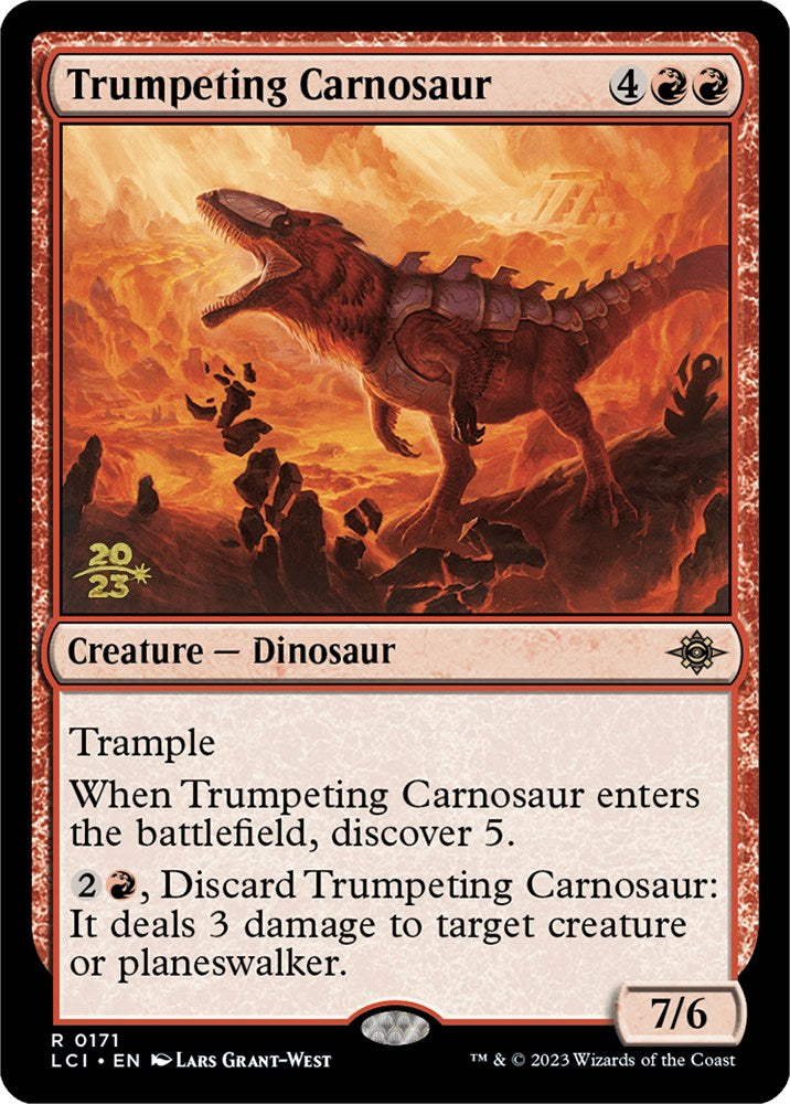 Trumpeting Carnosaur [The Lost Caverns of Ixalan Prerelease Cards] | Exor Games Dartmouth