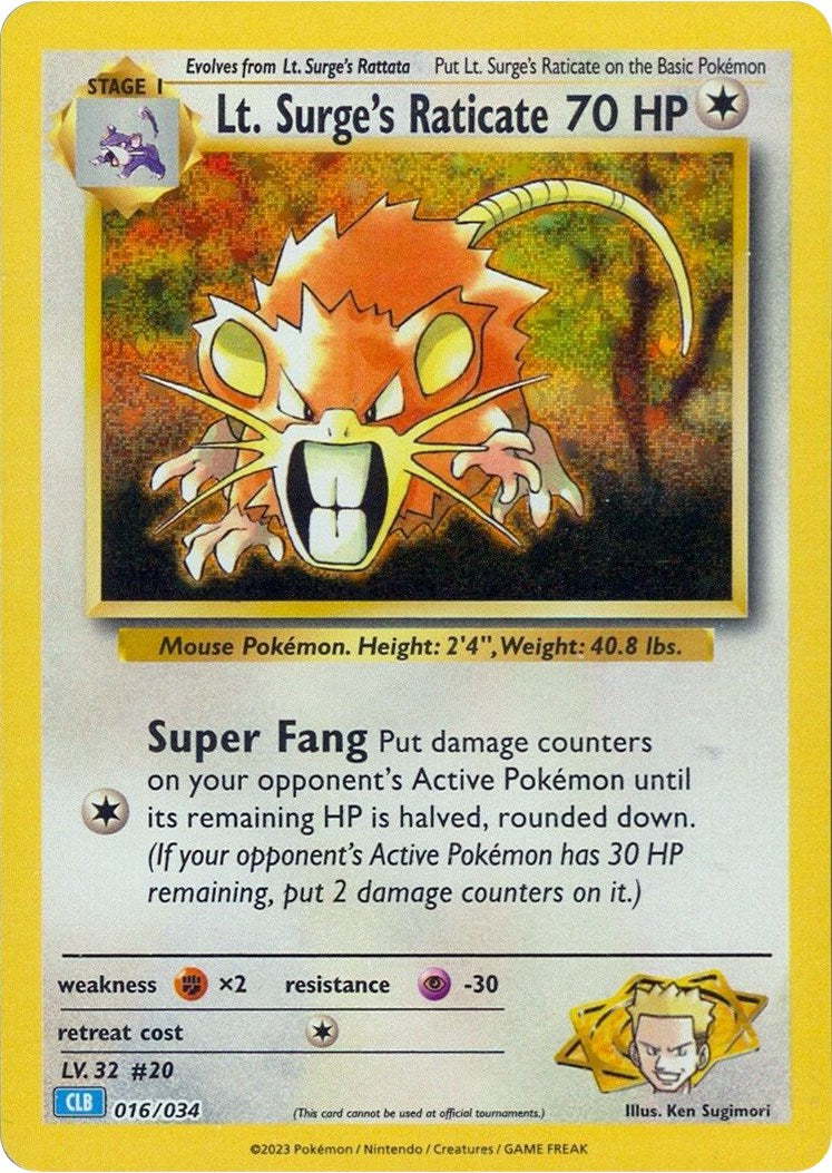 Lt. Surge's Raticate [Trading Card Game Classic] | Exor Games Dartmouth