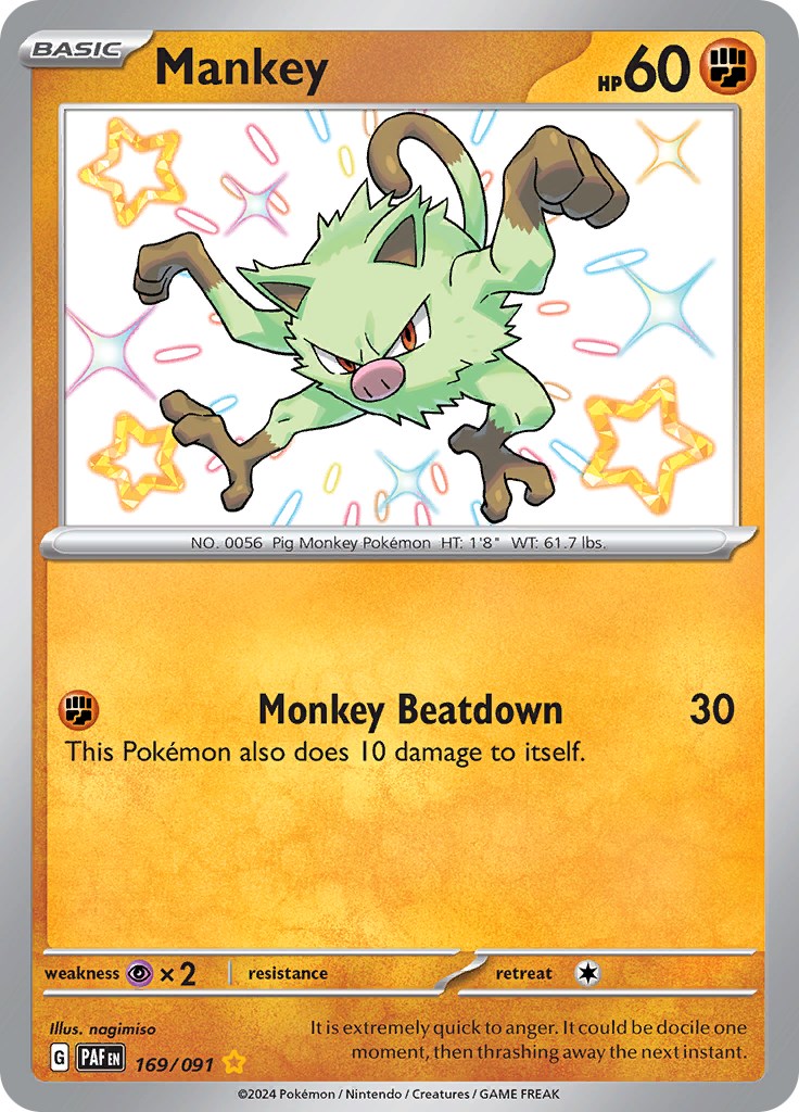 Mankey (169/091) [Scarlet & Violet: Paldean Fates] | Exor Games Dartmouth