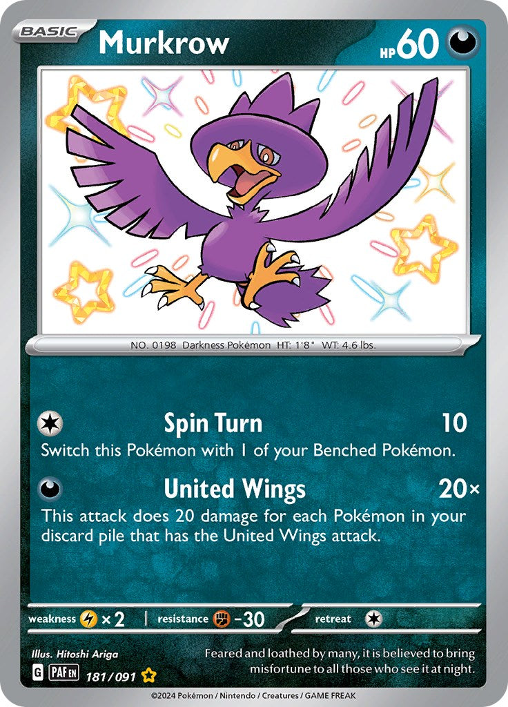 Murkrow (181/091) [Scarlet & Violet: Paldean Fates] | Exor Games Dartmouth