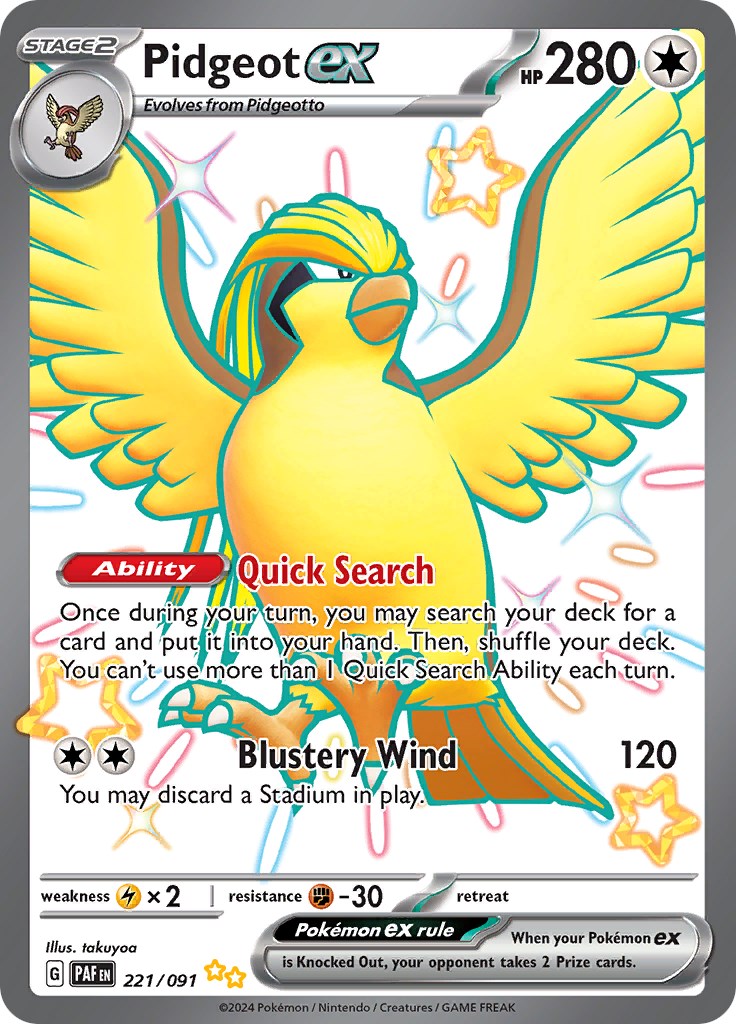 Pidgeot ex (221/091) [Scarlet & Violet: Paldean Fates] | Exor Games Dartmouth