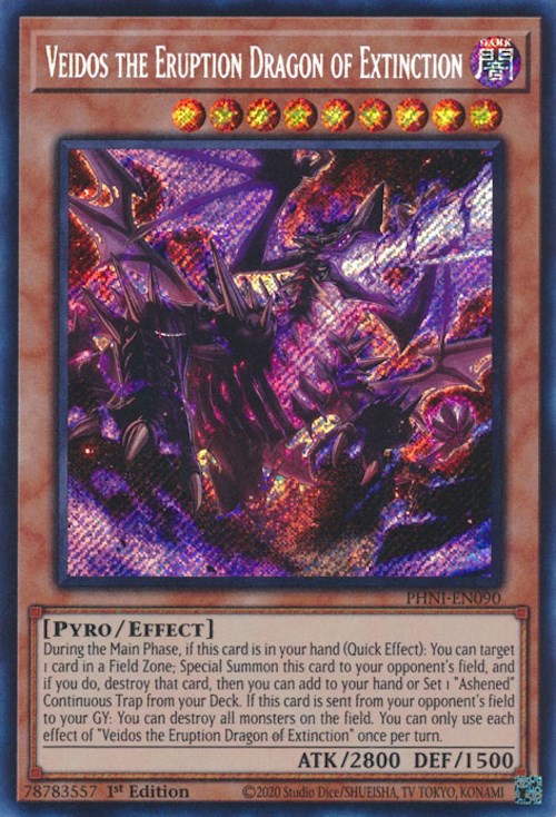 Veidos the Eruption Dragon of Extinction [PHNI-EN090] Secret Rare | Exor Games Dartmouth