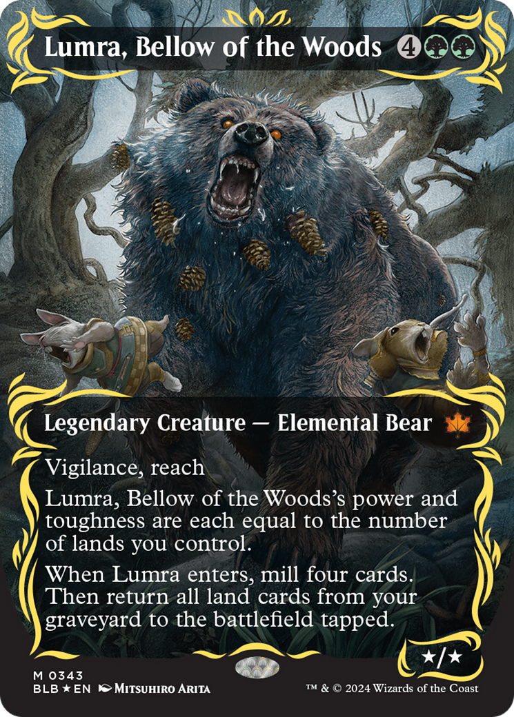 Lumra, Bellow of the Woods (Borderless) (Raised Foil) [Bloomburrow] | Exor Games Dartmouth