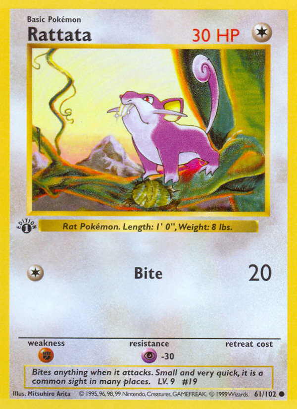 Rattata (61/102) (Shadowless) [Base Set 1st Edition] | Exor Games Dartmouth