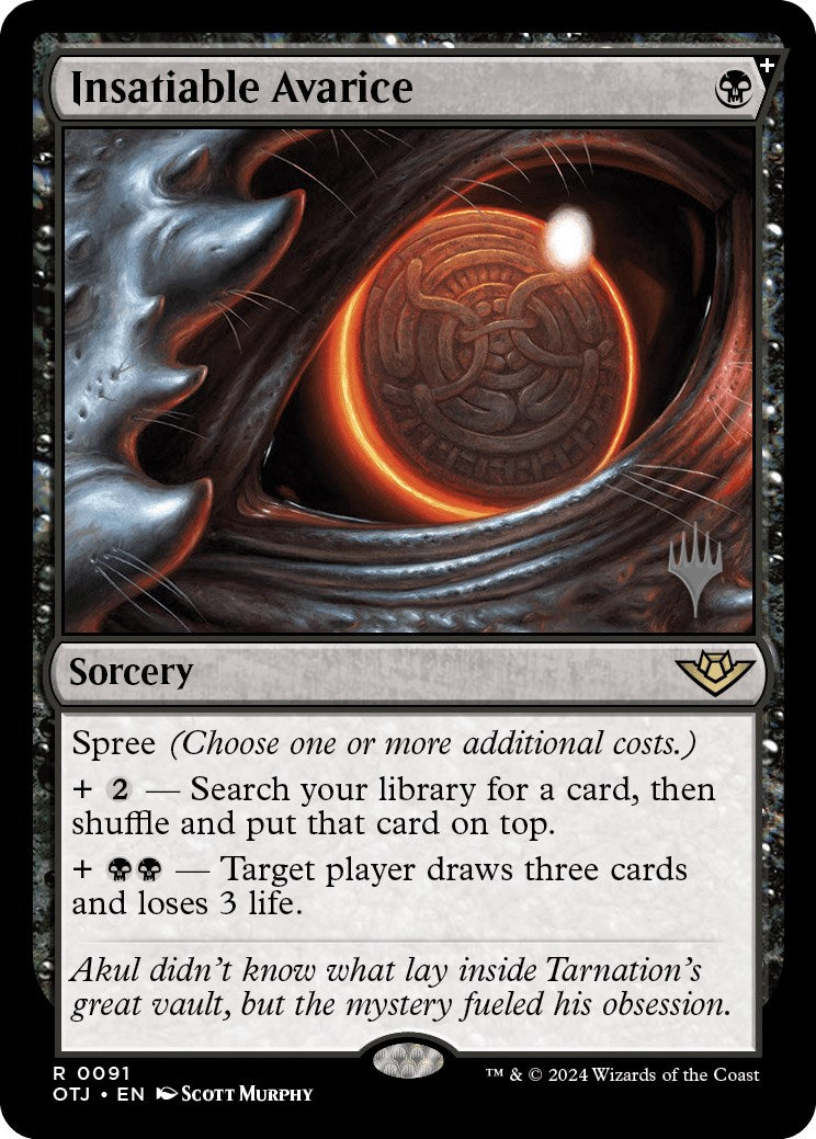 Insatiable Avarice (Promo Pack) [Outlaws of Thunder Junction Promos] | Exor Games Dartmouth