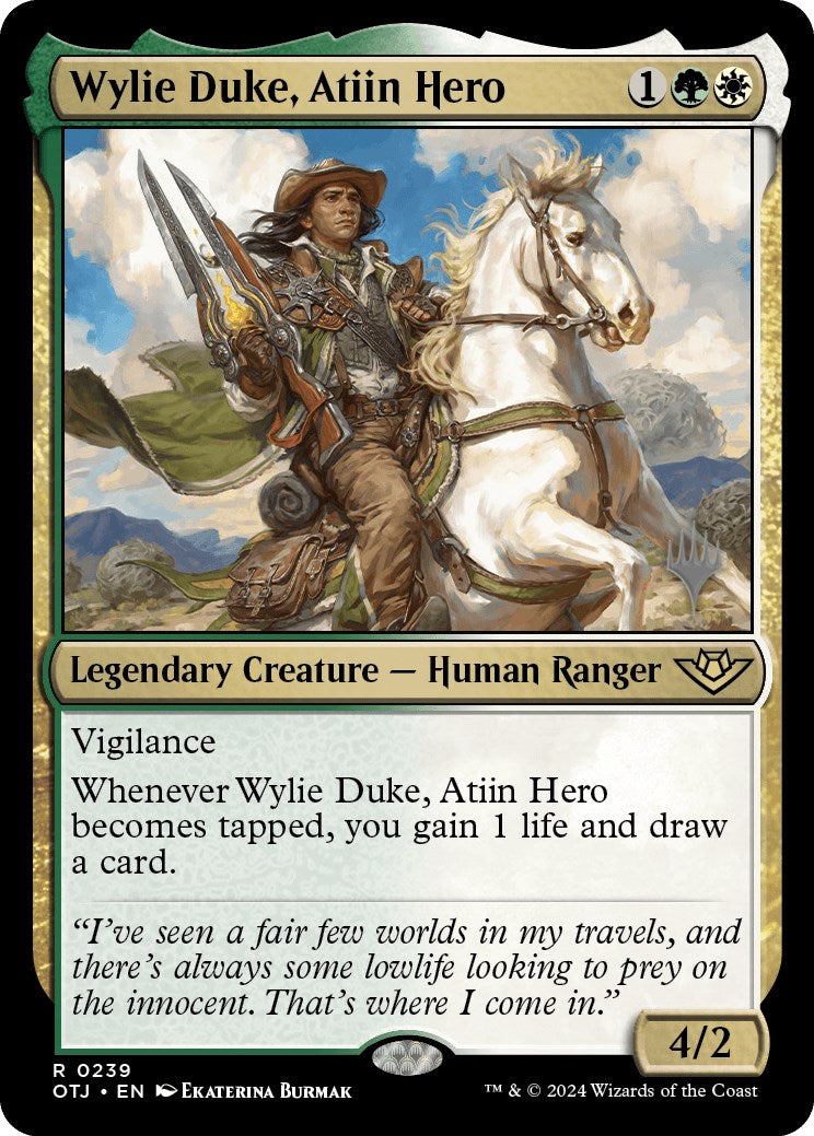 Wylie Duke, Atiin Hero (Promo Pack) [Outlaws of Thunder Junction Promos] | Exor Games Dartmouth