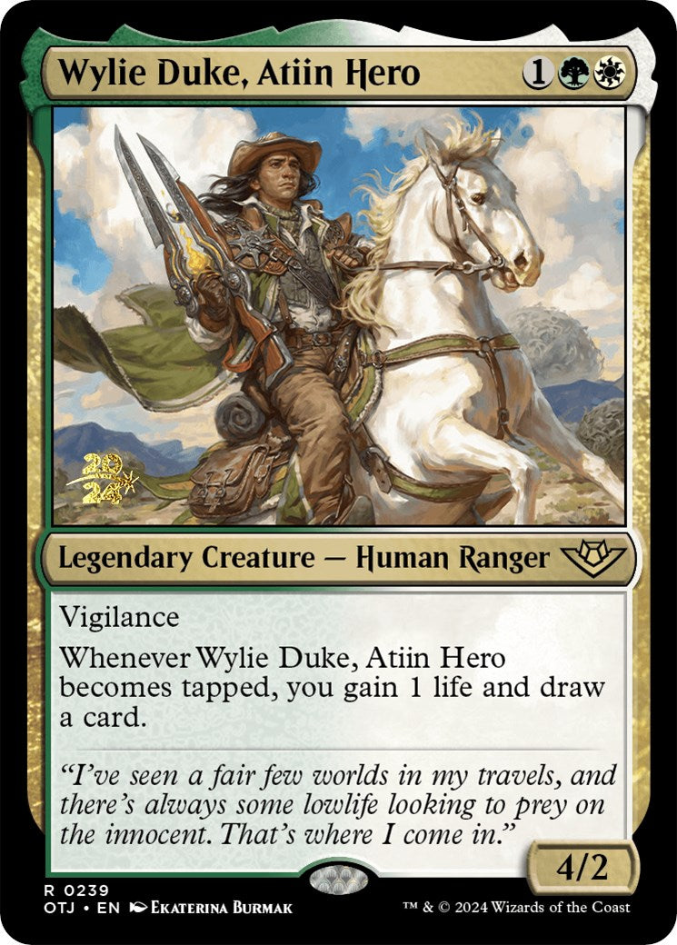 Wylie Duke, Atiin Hero [Outlaws of Thunder Junction Prerelease Promos] | Exor Games Dartmouth