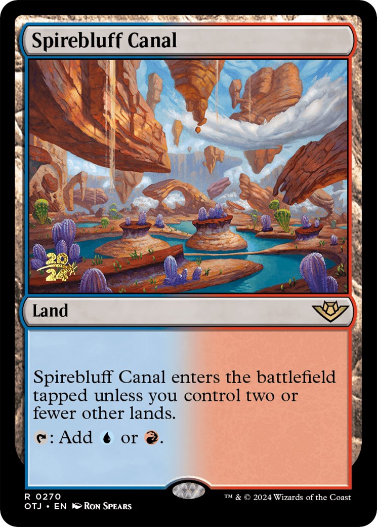 Spirebluff Canal (OTJ) [Outlaws of Thunder Junction Prerelease Promos] | Exor Games Dartmouth