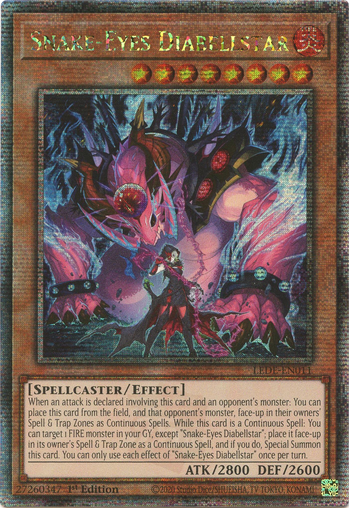 Snake-Eyes Diabellstar [LEDE-EN011] Quarter Century Secret Rare | Exor Games Dartmouth