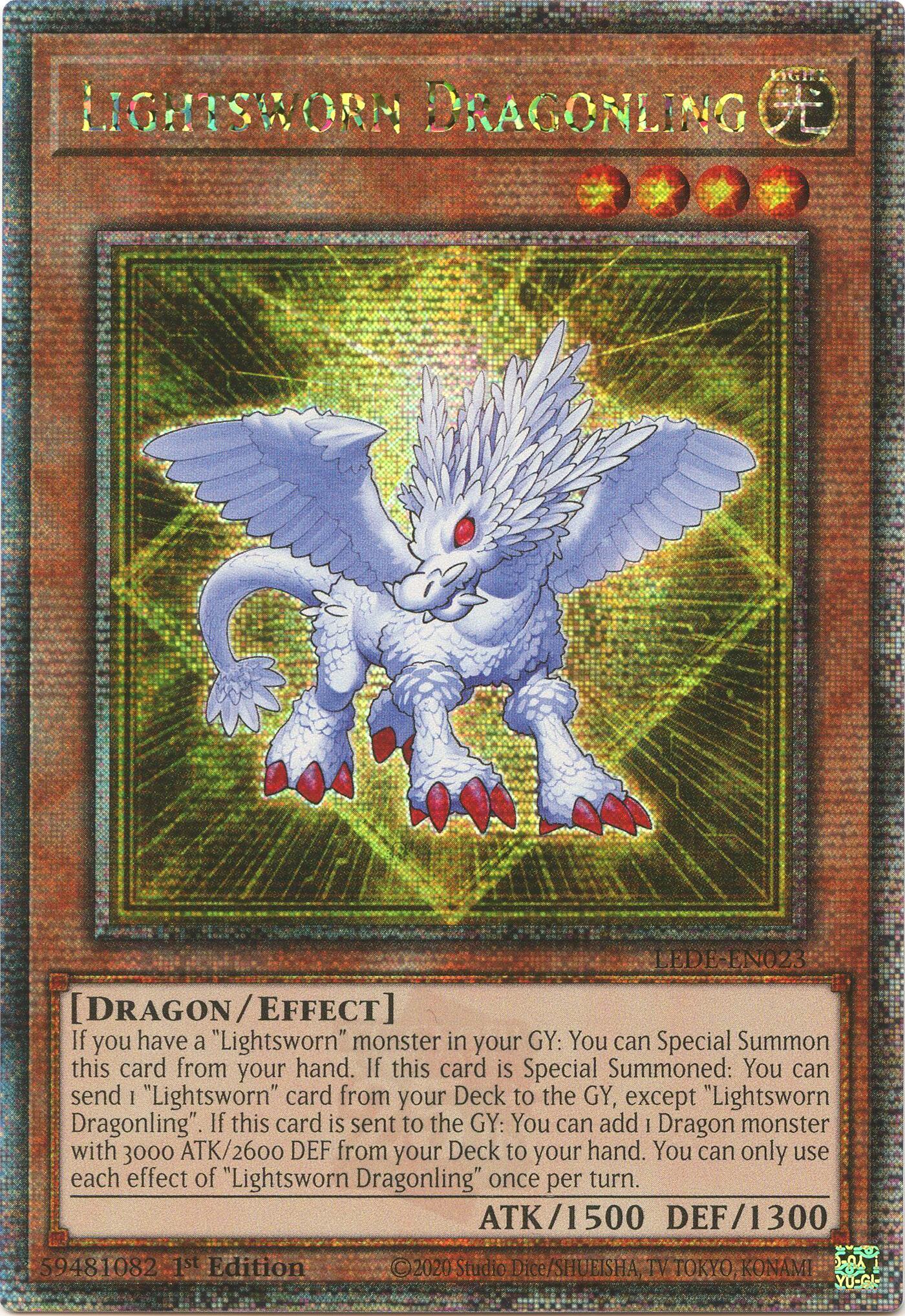 Lightsworn Dragonling (Quarter Century Secret Rare) [LEDE-EN023] Quarter Century Secret Rare | Exor Games Dartmouth