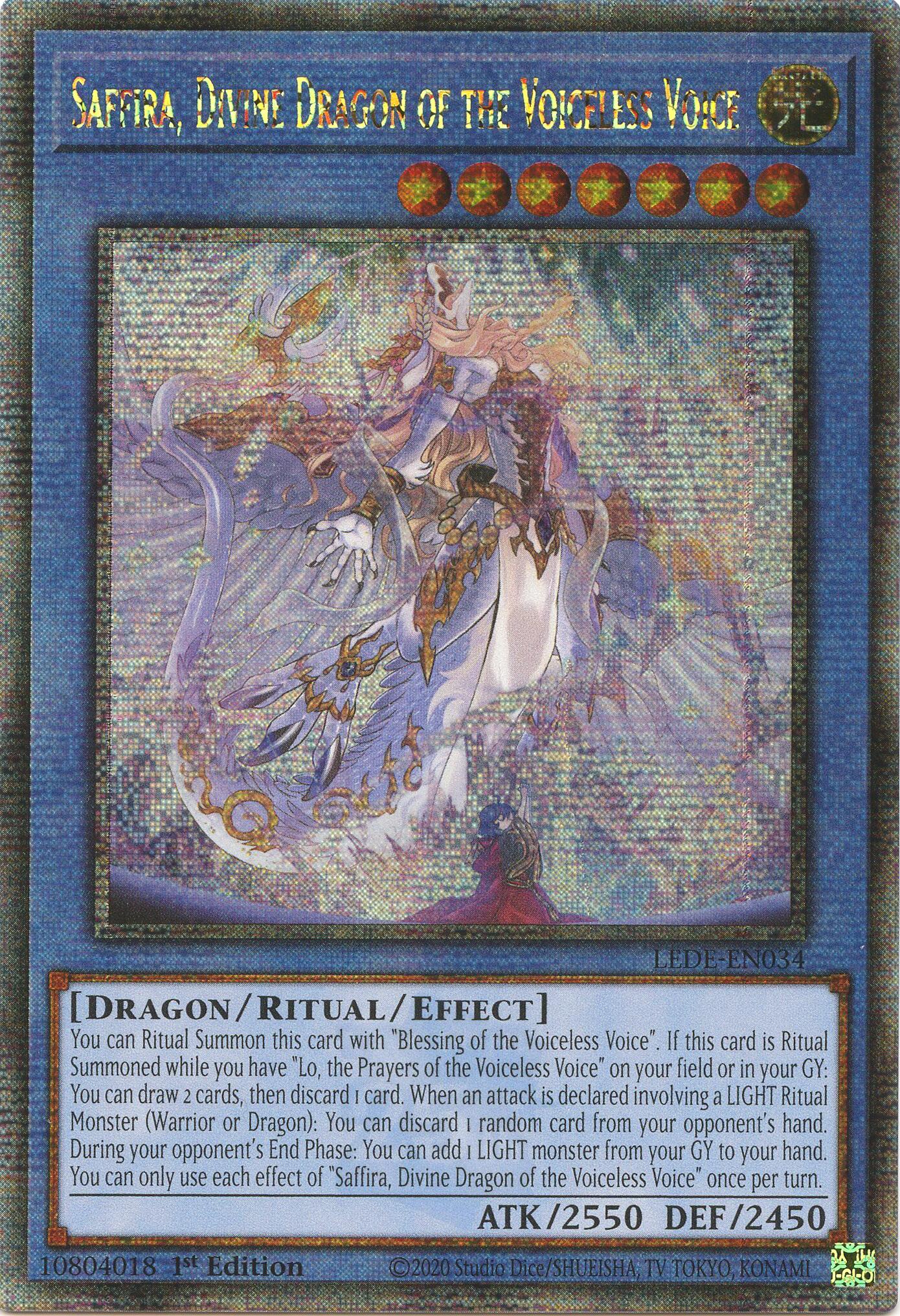 Saffira, Divine Dragon of the Voiceless Voice (Quarter Century Secret Rare) [LEDE-EN034] Quarter Century Secret Rare | Exor Games Dartmouth