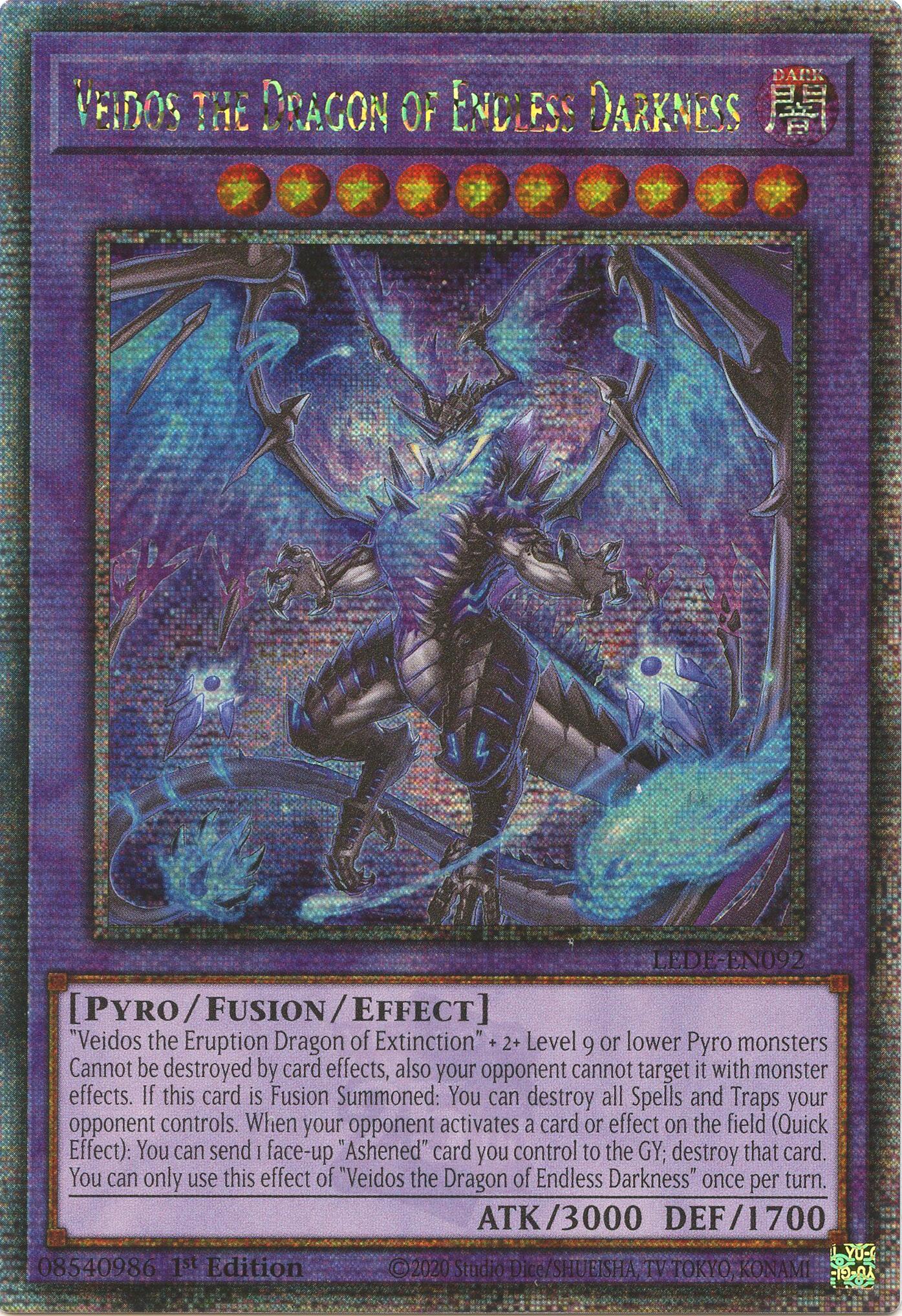 Veidos the Dragon of Endless Darkness (Quarter Century Secret Rare) [LEDE-EN092] Quarter Century Secret Rare | Exor Games Dartmouth