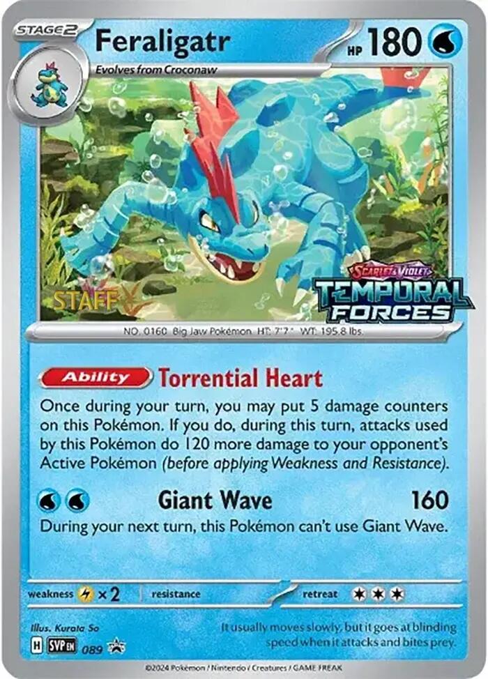 Feraligatr (089) (Staff Prerelease Promo) [Scarlet & Violet: Black Star Promos] | Exor Games Dartmouth