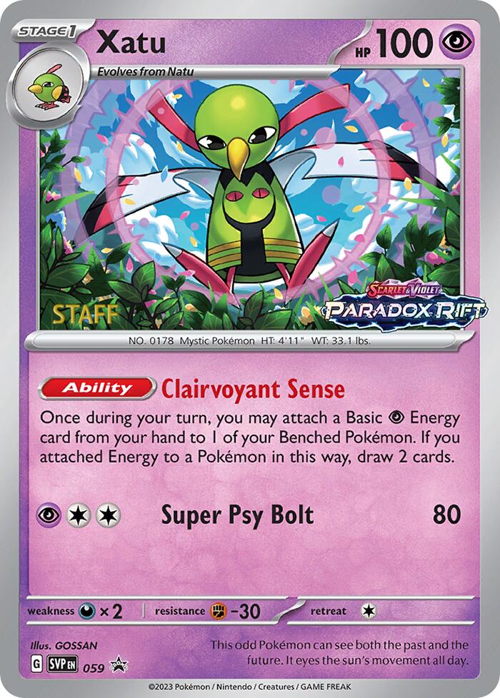 Xatu (059) (Staff Prerelease Promo) [Scarlet & Violet: Black Star Promos] | Exor Games Dartmouth