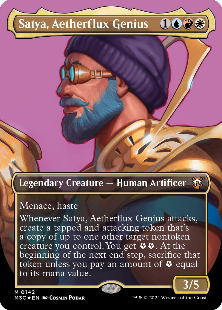 Satya, Aetherflux Genius (Borderless) (Ripple Foil) [Modern Horizons 3 Commander] | Exor Games Dartmouth