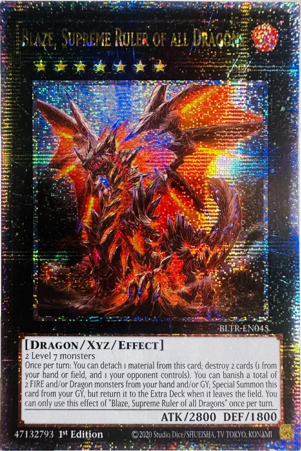 Blaze, Supreme Ruler of all Dragons (Quarter Century Secret Rare) [BLTR-EN045] Quarter Century Secret Rare | Exor Games Dartmouth