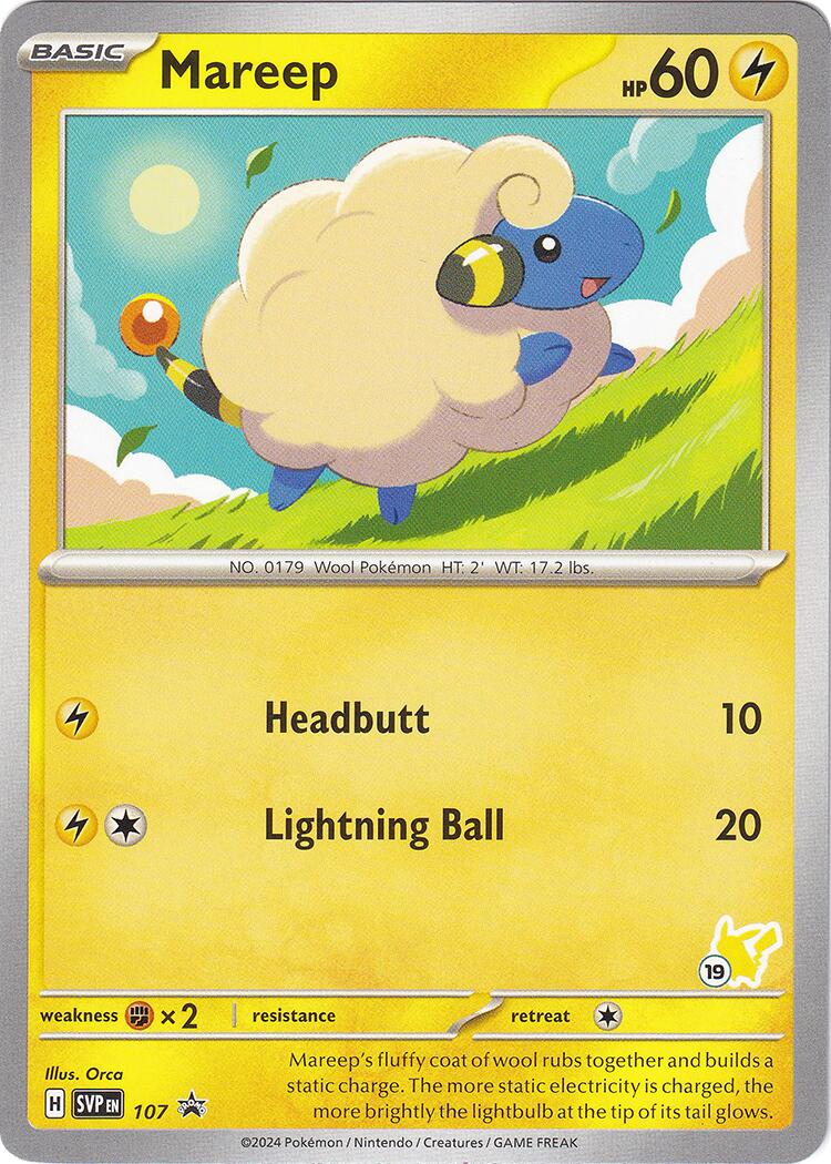 Mareep (107) (Pikachu Stamp #19) [Battle Academy 2024] | Exor Games Dartmouth