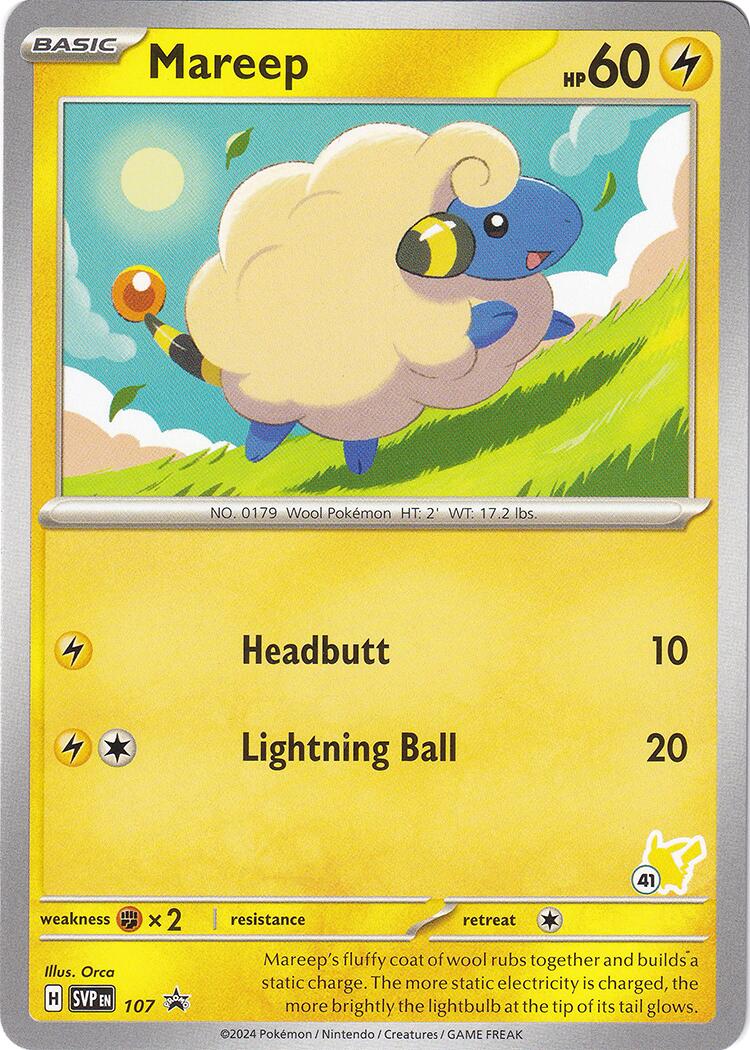 Mareep (107) (Pikachu Stamp #41) [Battle Academy 2024] | Exor Games Dartmouth