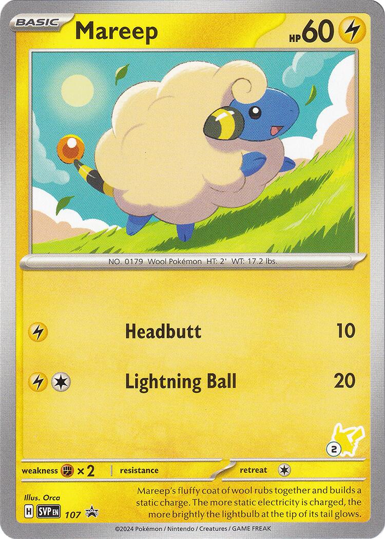 Mareep (107) (Pikachu Stamp #2) [Battle Academy 2024] | Exor Games Dartmouth