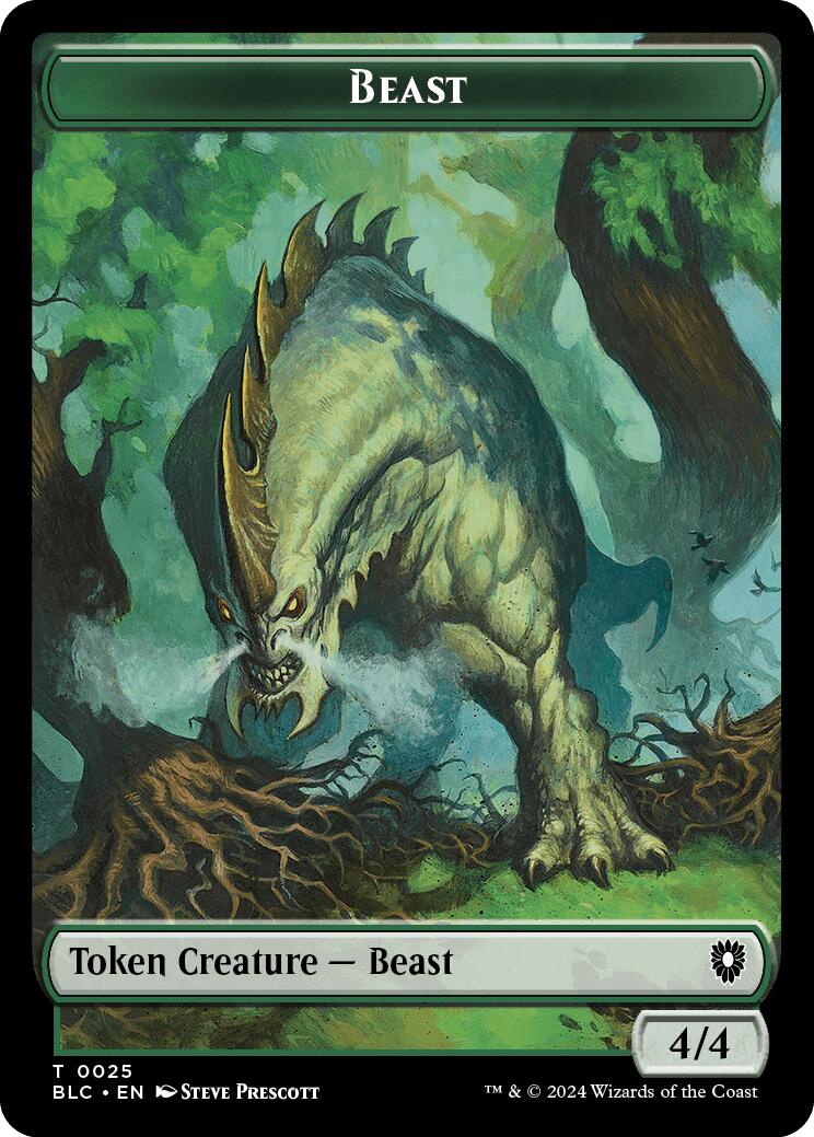 Cat // Beast (025) Double-Sided Token [Bloomburrow Commander Tokens] | Exor Games Dartmouth