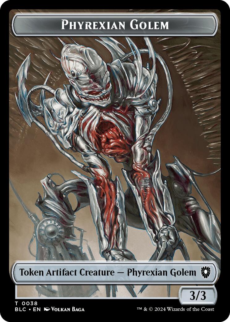 Phyrexian Golem // Faerie Double-Sided Token [Bloomburrow Commander Tokens] | Exor Games Dartmouth