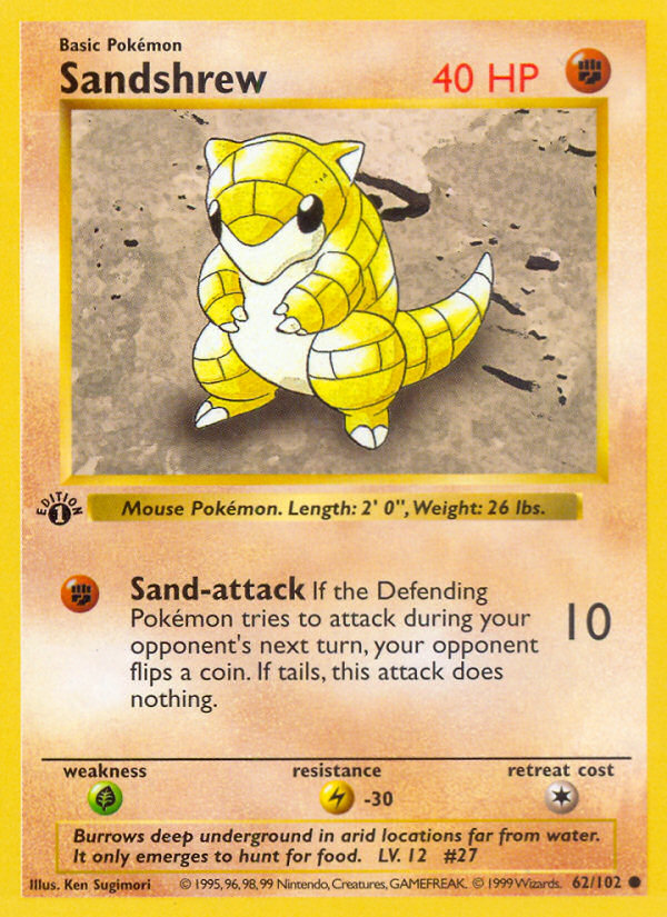 Sandshrew (62/102) (Shadowless) [Base Set 1st Edition] | Exor Games Dartmouth