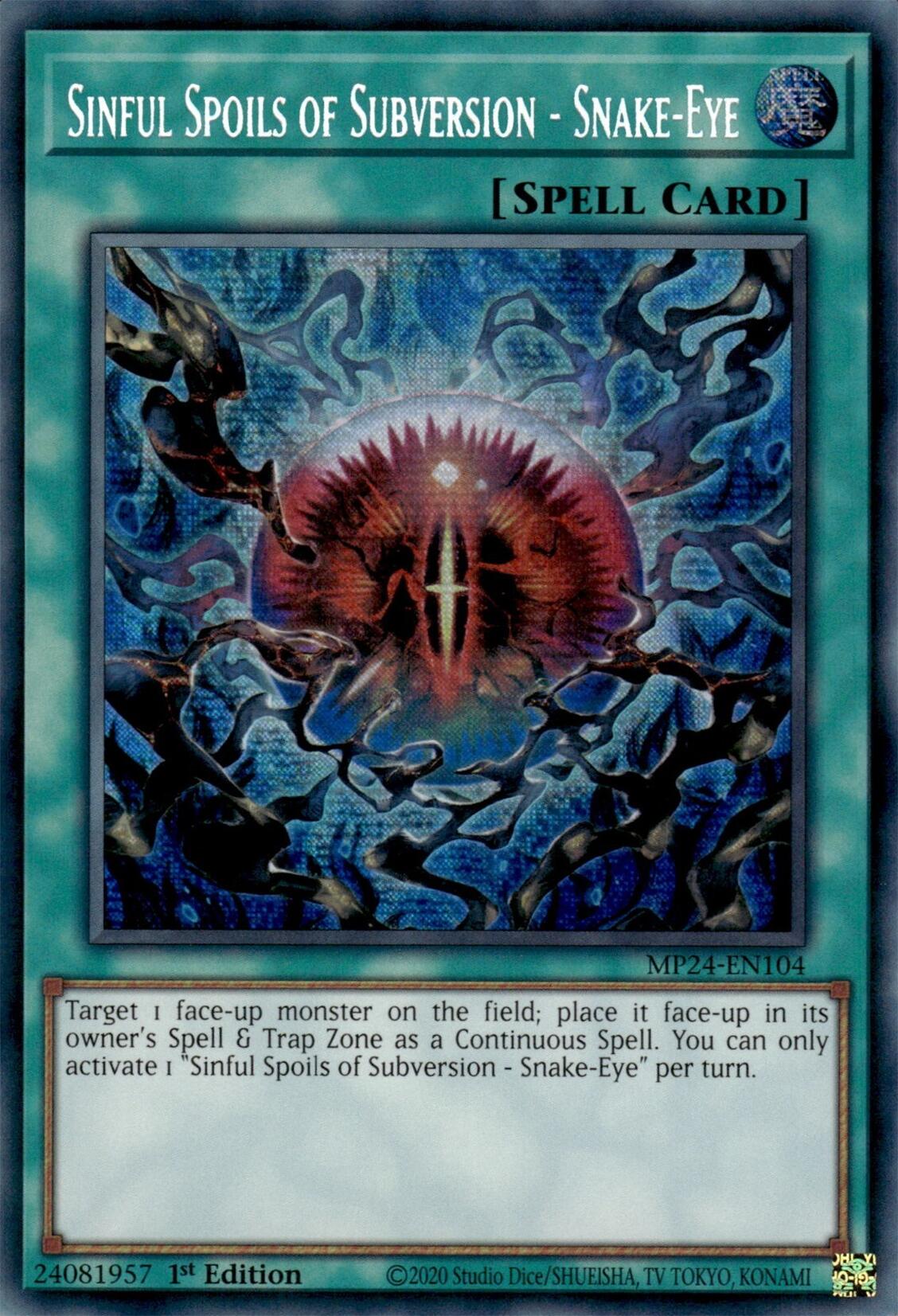 Sinful Spoils of Subversion - Snake-Eye [MP24-EN104] Prismatic Secret Rare | Exor Games Dartmouth