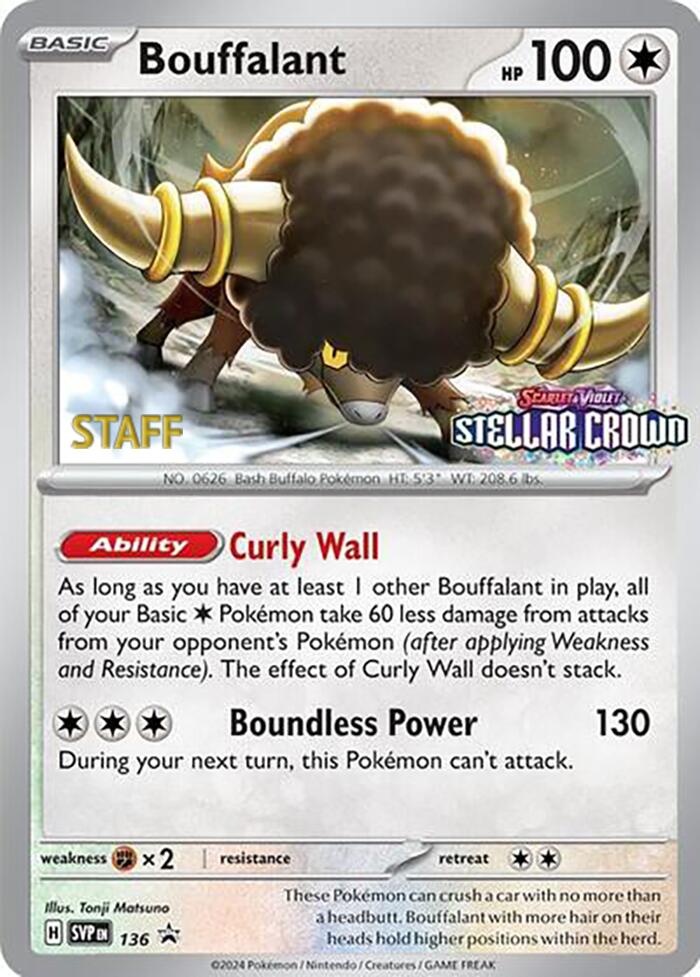 Bouffalant (136) (Staff Promo) [Scarlet & Violet: Black Star Promos] | Exor Games Dartmouth