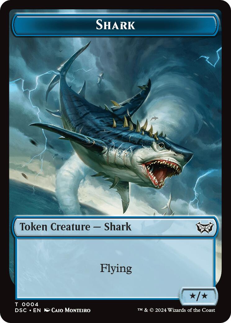 Shark // Copy Double-Sided Token [Duskmourn: House of Horror Commander Tokens] | Exor Games Dartmouth