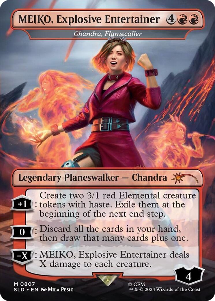 MEIKO, Explosive Entertainer - Chandra, Flamecaller (Rainbow Foil) [Secret Lair Drop Series] | Exor Games Dartmouth