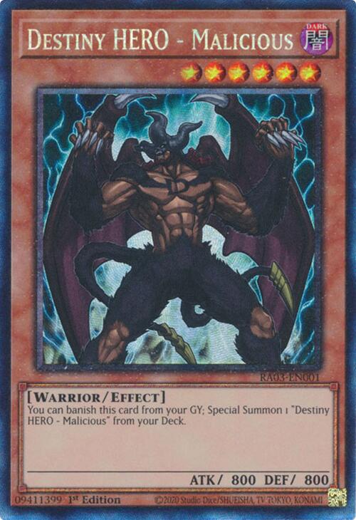 Destiny HERO - Malicious (CR) [RA03-EN001] Prismatic Collector's Rare | Exor Games Dartmouth