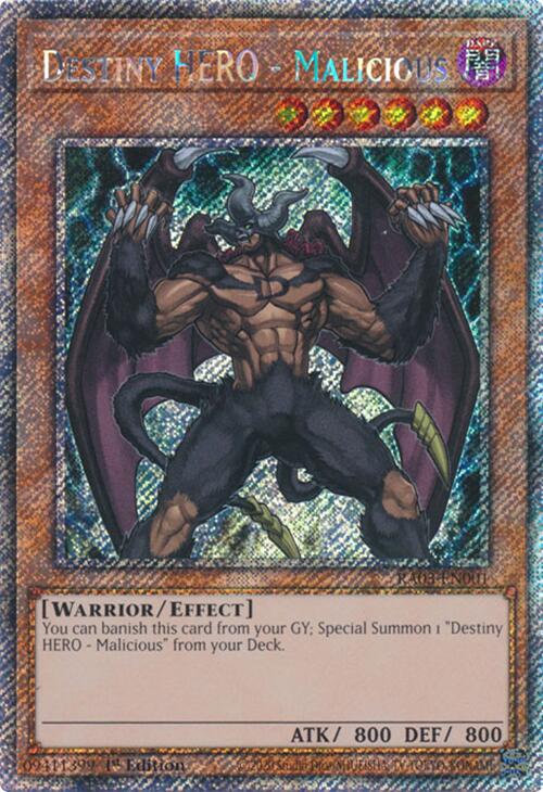 Destiny HERO - Malicious (Platinum Secret Rare) [RA03-EN001] Platinum Secret Rare | Exor Games Dartmouth
