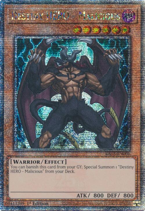 Destiny HERO - Malicious (Quarter Century Secret Rare) [RA03-EN001] Quarter Century Secret Rare | Exor Games Dartmouth