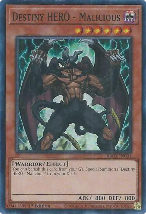 Destiny HERO - Malicious [RA03-EN001] Super Rare | Exor Games Dartmouth