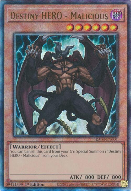 Destiny HERO - Malicious (UTR) [RA03-EN001] Prismatic Ultimate Rare | Exor Games Dartmouth