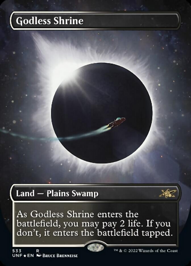 Godless Shrine (Borderless) (Galaxy Foil) [Unfinity] | Exor Games Dartmouth