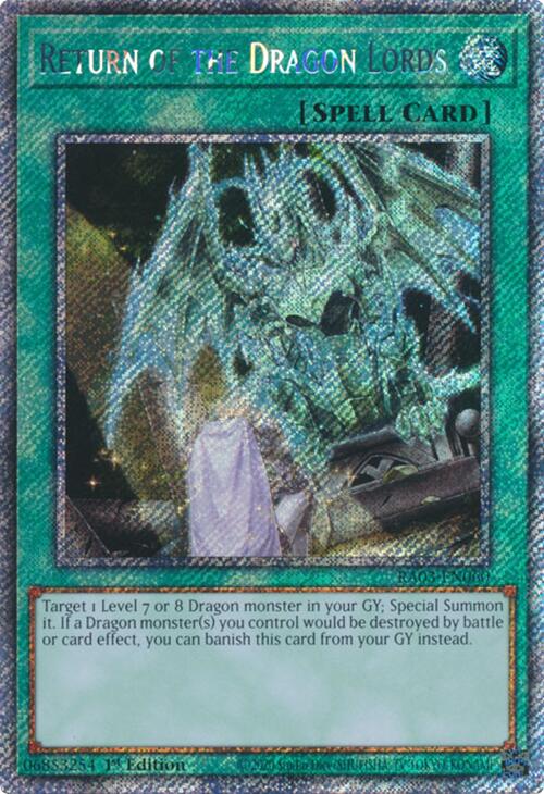 Return of the Dragon Lords (Platinum Secret Rare) [RA03-EN060] Platinum Secret Rare | Exor Games Dartmouth