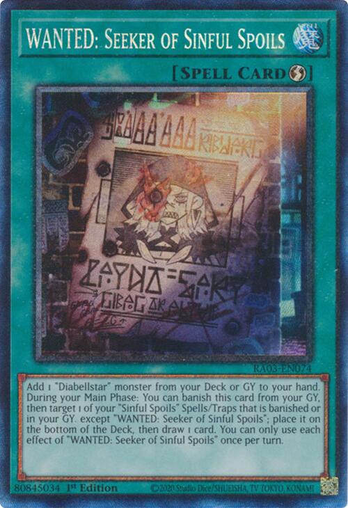 WANTED: Seeker of Sinful Spoils (CR) [RA03-EN074] Prismatic Collector's Rare | Exor Games Dartmouth